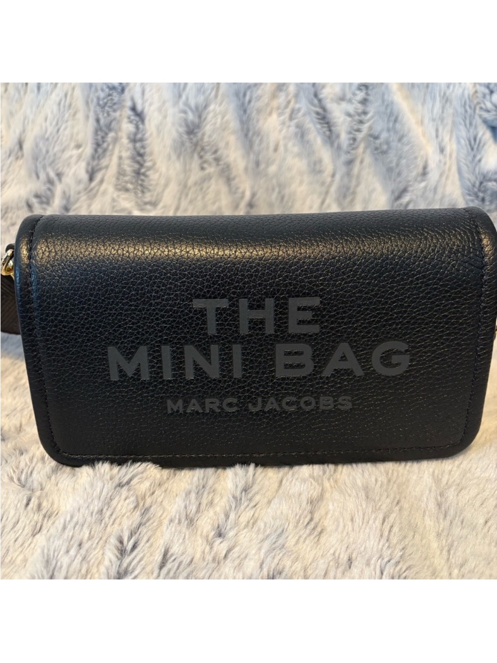 Marc Jacobs Black Pebbled Leather Mini Bag with Embossed Logo